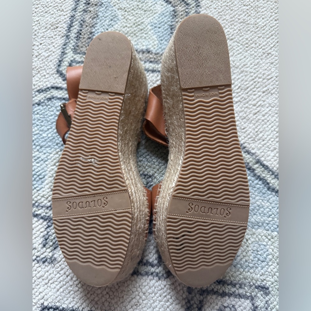 Soludos Brown Leather Espadrille Platform Sandals-9 - Picture 4 of 7